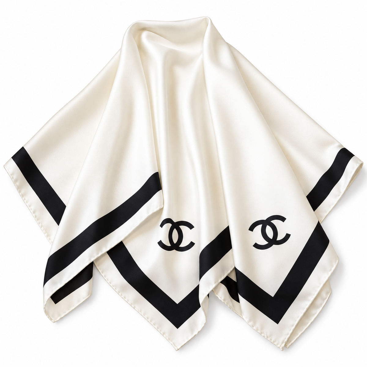 Chanel Style Contrast-Border Lightweight Shawl