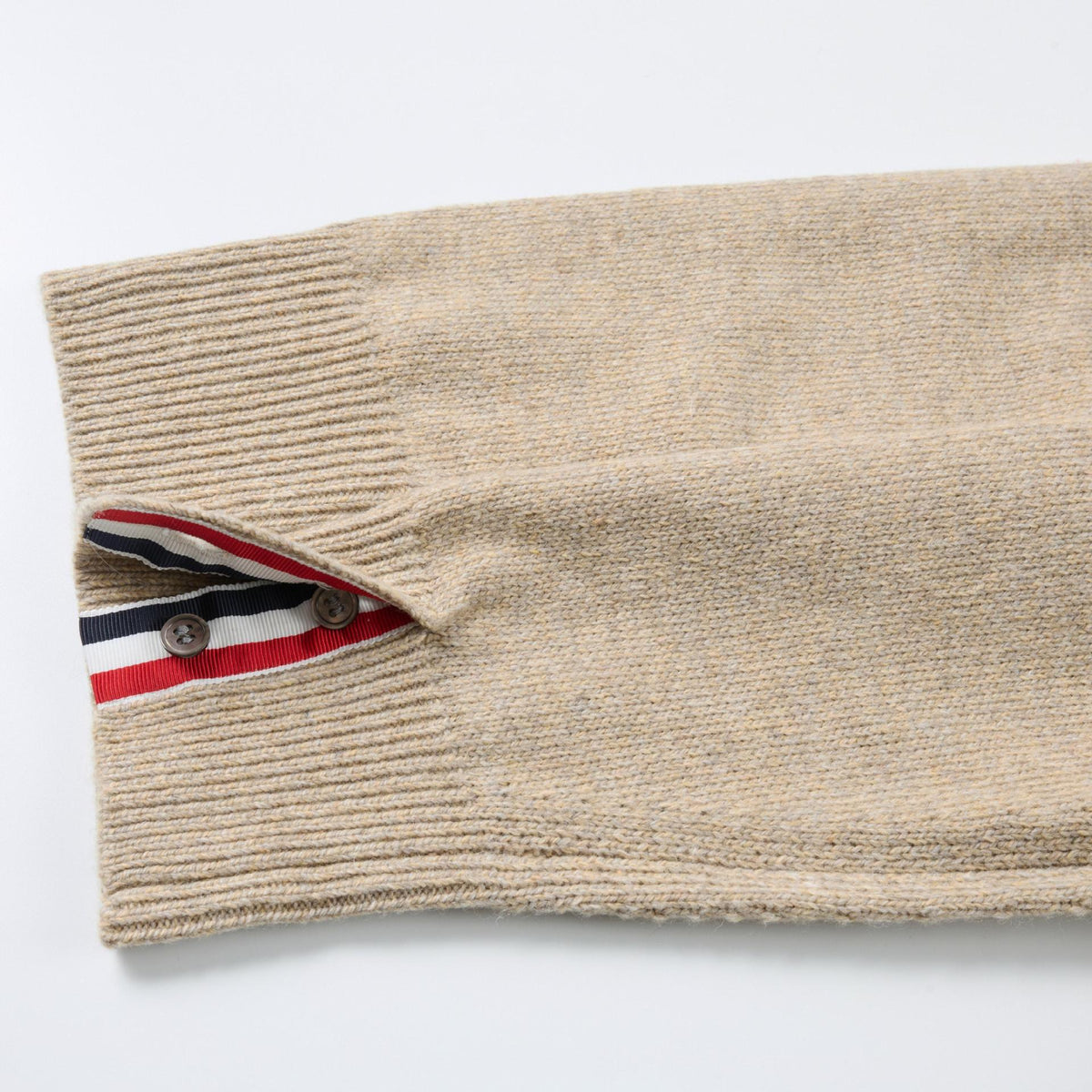4 - Bar Cotton V - Neck Cardigan - Premium Khaki Knit Sweater | Thom Browne
