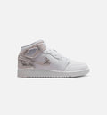 Air Jordan 1 Mid SE Youth Lifestyle Sneakers - White/Field Silver