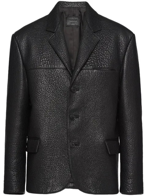 Prada single-breasted leather jacket