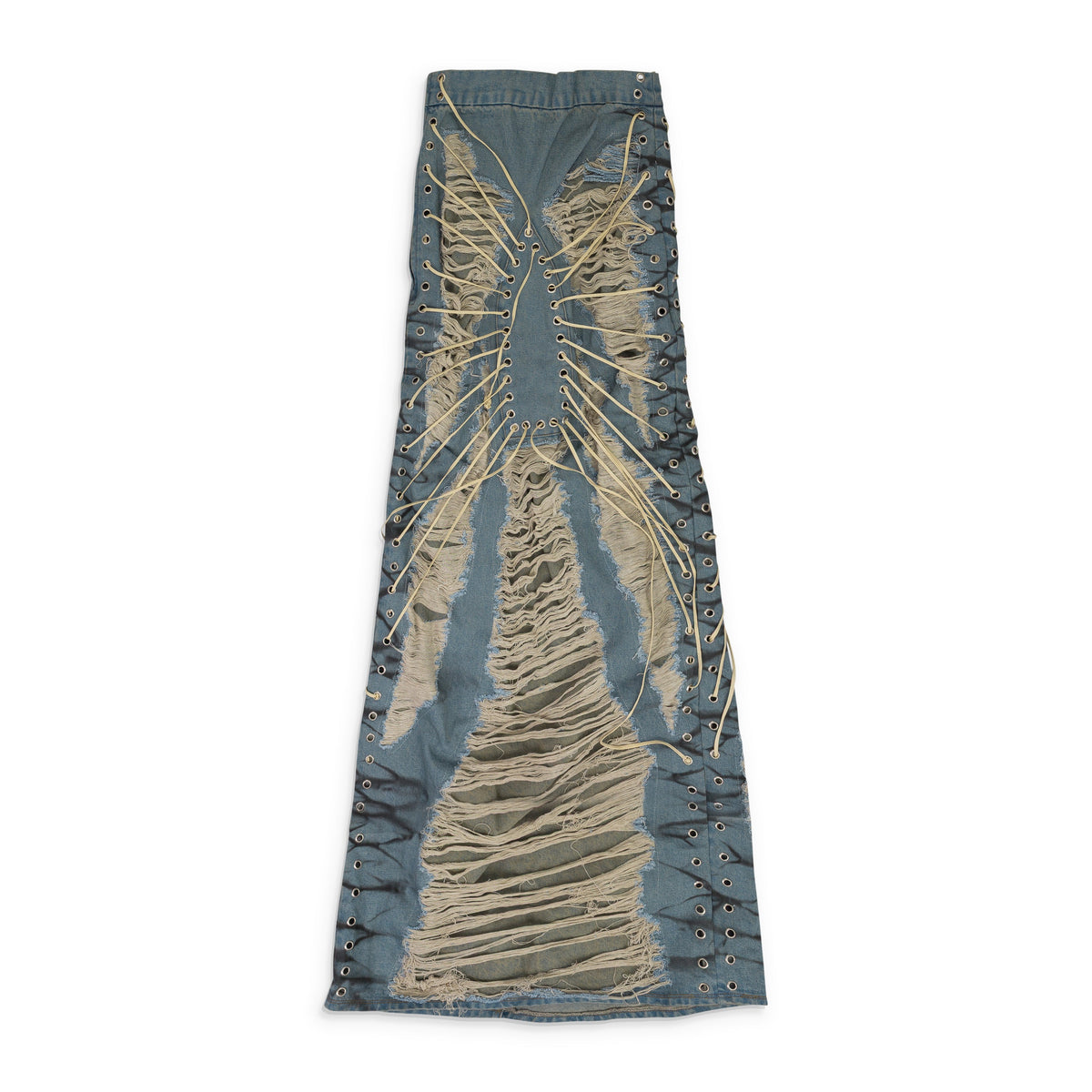 BLUE LACED WINDOW MAXI SKIRT