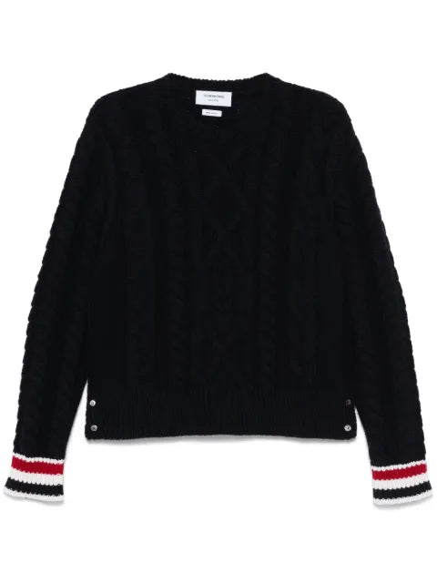 Thom Browne Aran cable stitch merino wool pullover
