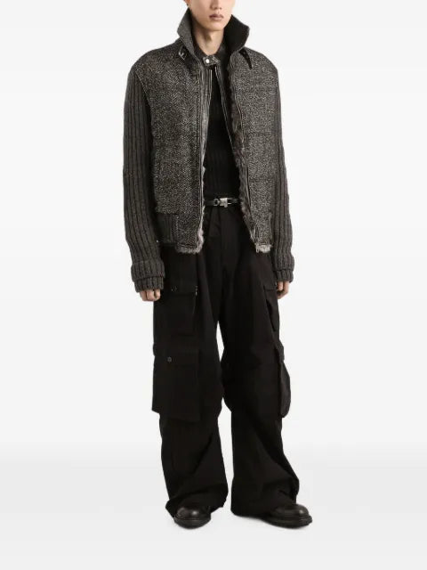 Dolce & Gabbana herringbone-pattern ribbed-knit bomber jacket