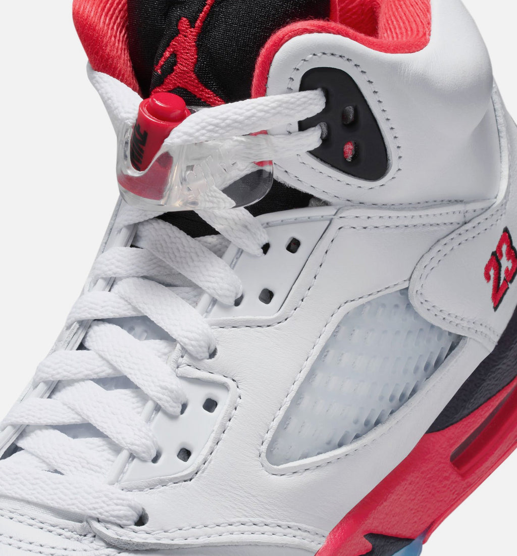 Air Jordan 5 Retro Fire Red Big Kids' Sneakers - White / Fire Red / Black