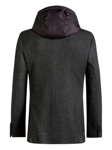 ETRO herringbone detachable-hood blazer
