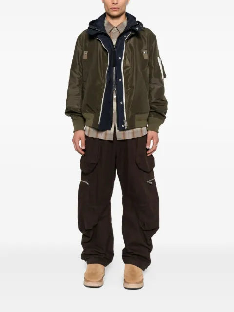sacai hooded bomber jacket