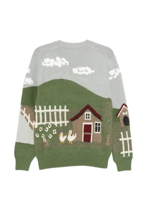 Junya Watanabe MAN embroidered-print crewneck cotton sweater