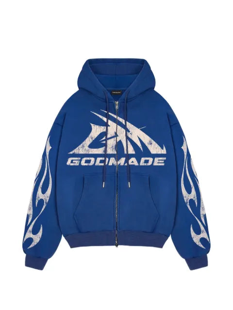 GODMADE logo-print full-zip hoodie