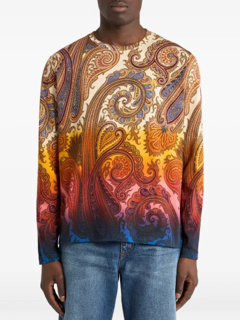 ETRO cotton-jersey sweater with degradé Paisley-motif