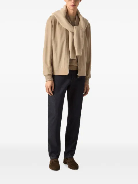 Zegna light taupe mélange Cashseta crew-neck sweater