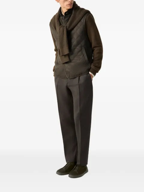 Zegna dark olive green Trofeo 15milmil15 wool vest