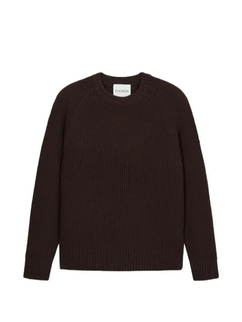 Closed ribbed-knit raglan-sleeve sweater