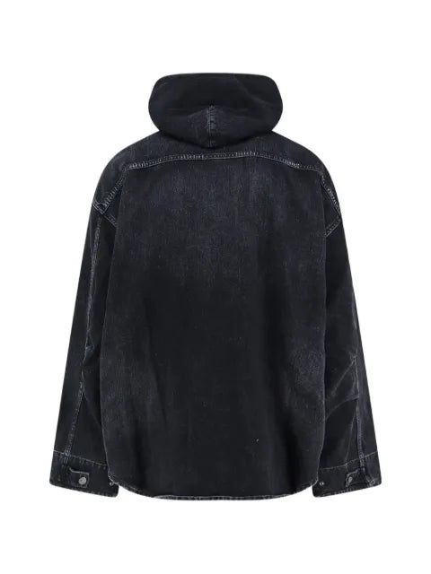 Balenciaga logo-embroidered hooded denim jacket