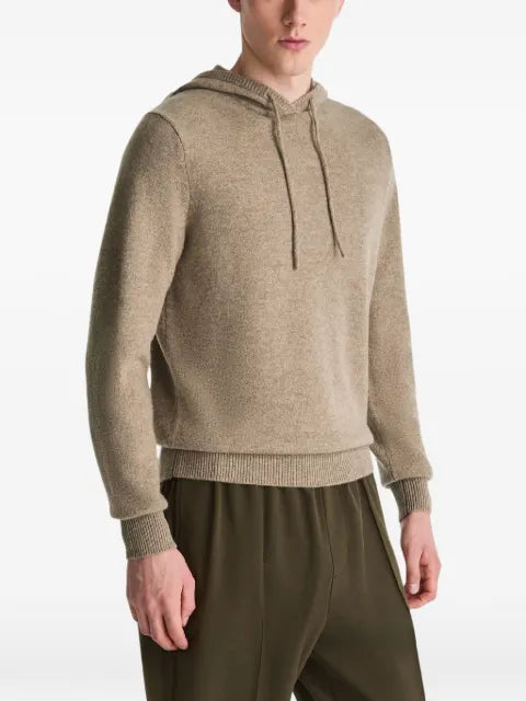Peuterey logo-patch drawstring knitted hoodie