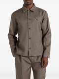 Manière De Voir Leo houndstooth overshirt in brown