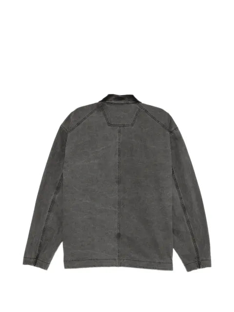 Juun.J leather-collar zip-up shirt jacket