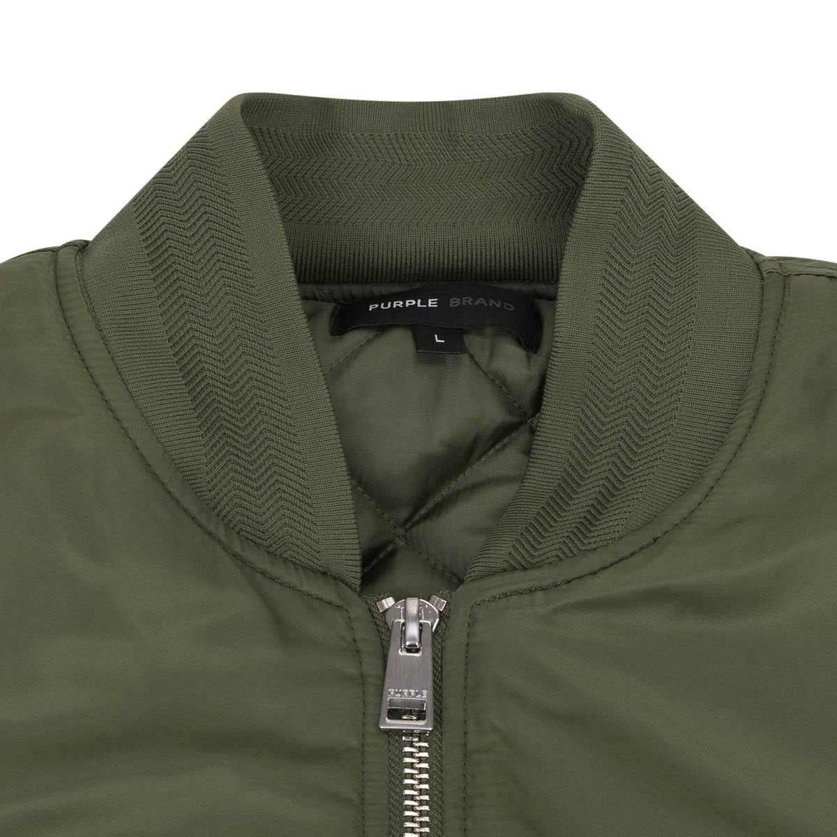 Green Wordmark Satin Front Zip Bomber