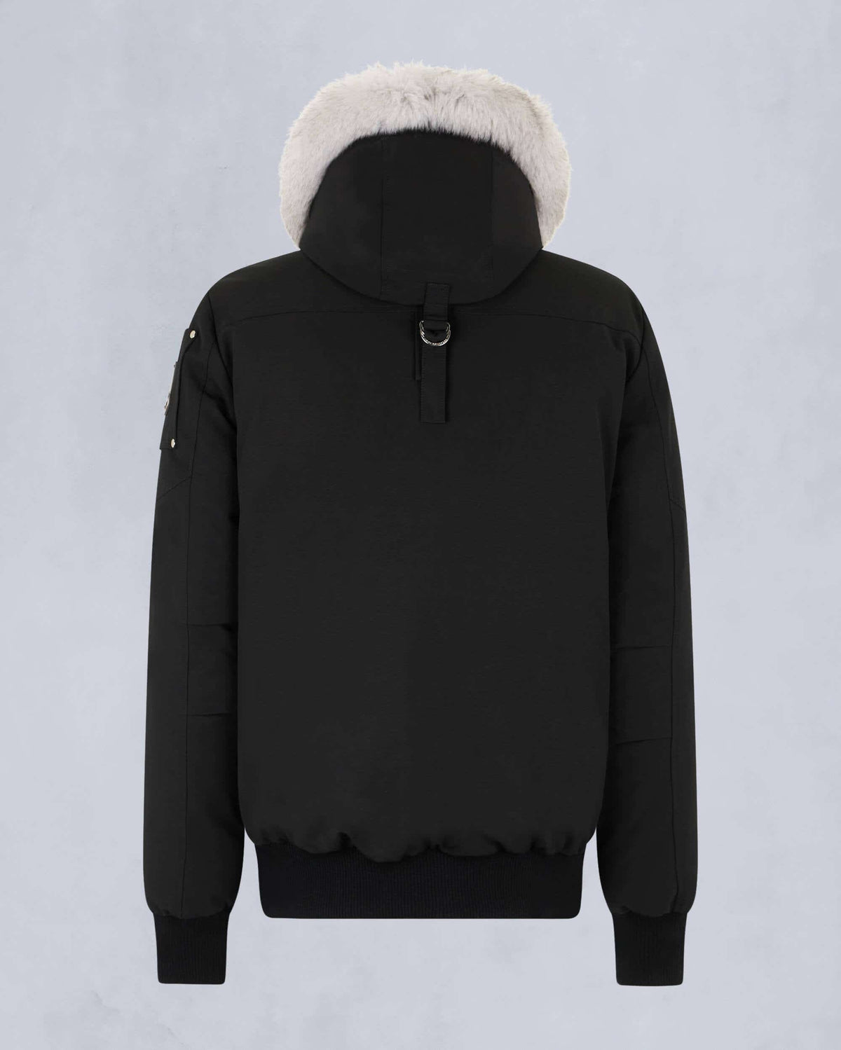 Moose Knuckles Black White Fox Fur Hood Bomber Down Jacket