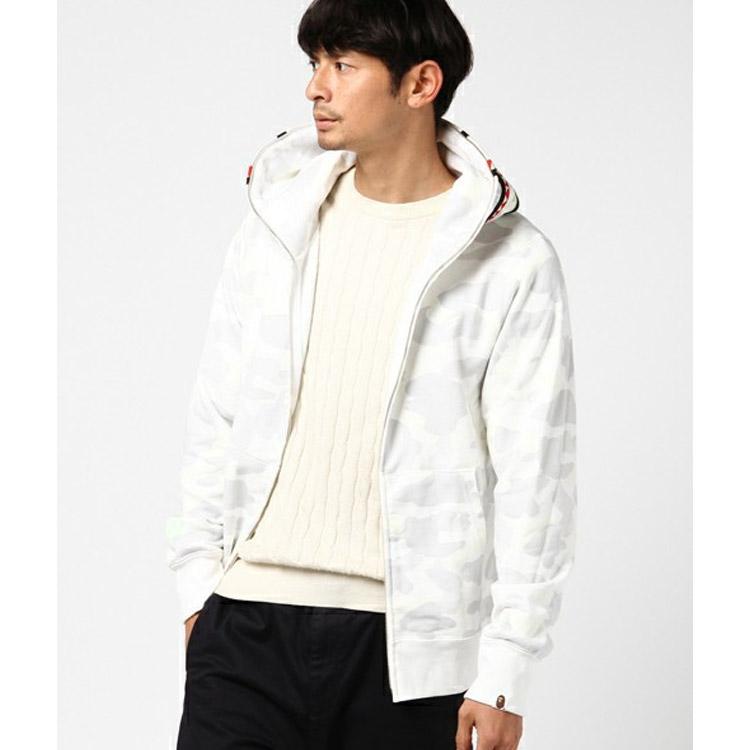 Bathing Ape Hoodie Black and White Luminous Shark Coat Looped Fabric Hooded Shark Sweater Shark Embroidered Hoodie
