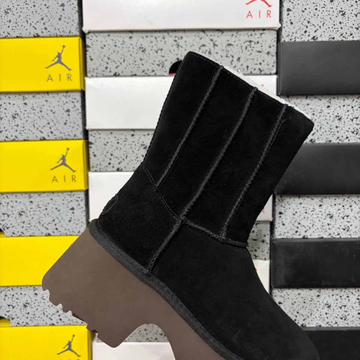 UGG Classic Quilted Platform Boot – Women's Mid-Height Suede Boot in Black