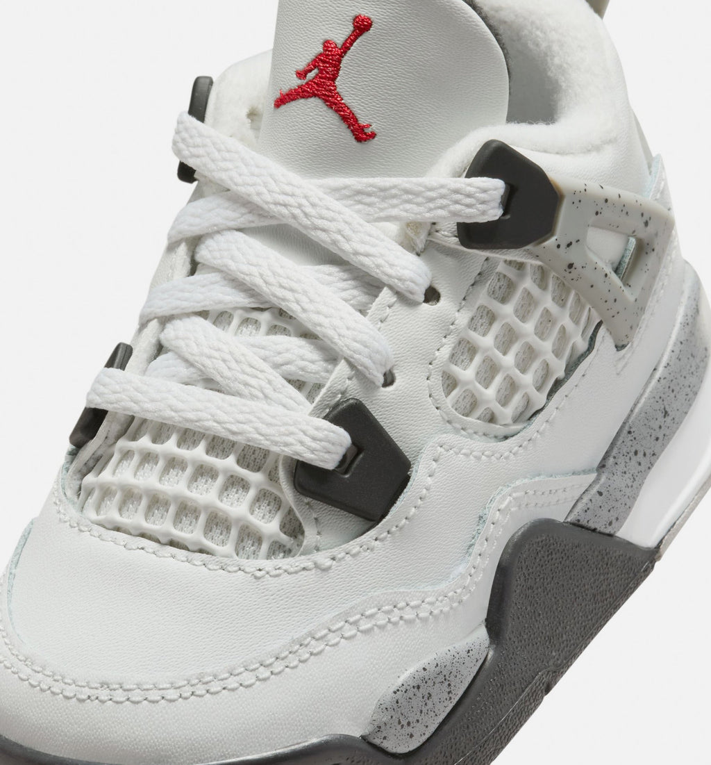 Air Jordan 4 Retro 'White Cement' - Infant/Toddler Lifestyle Sneaker (Summit White/Fire Red/Cement Grey/Black)