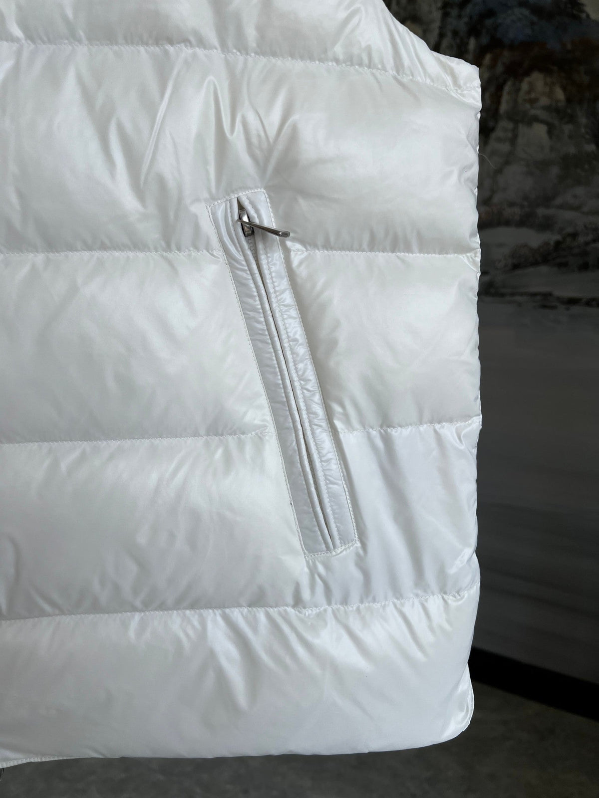 Moncler Puffer Vest in White with Glossy Finish