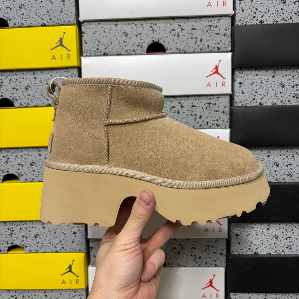 UGG Classic Mini Lace Platform Boot – Women's Chunky Sole Suede Boot in Desert Sand