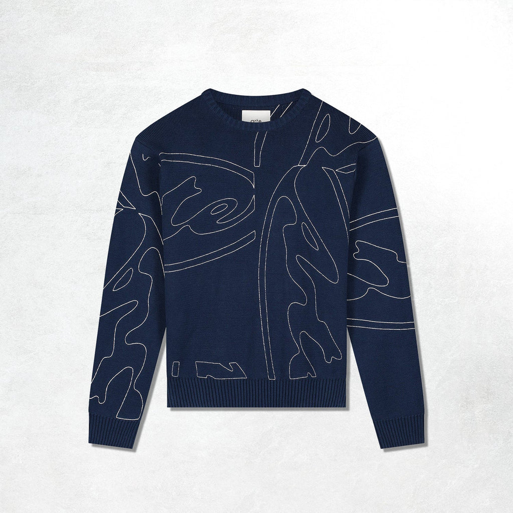 Arte Allover Circle Logo Knit: Navy