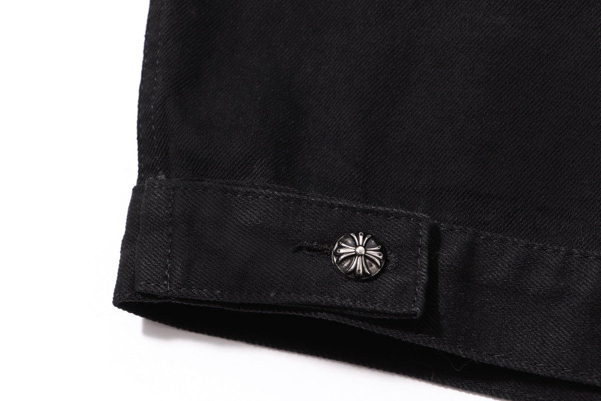 Chrome Hearts Multi Cross Studded Denim Jacket - Black Gothic Streetwear Coat H49