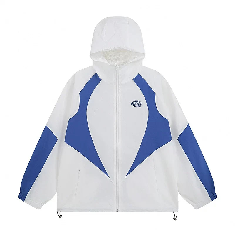 Syna world Color Block Hooded Windbreaker Jacket