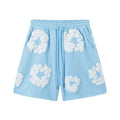 Denim Tears Cotton Wreath Graphic Shorts - Light Blue / Relaxed Streetwear Fit
