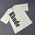 Rhude Bold Vertical Rhude Letter Print Crew Neck Casual T‑Shirt