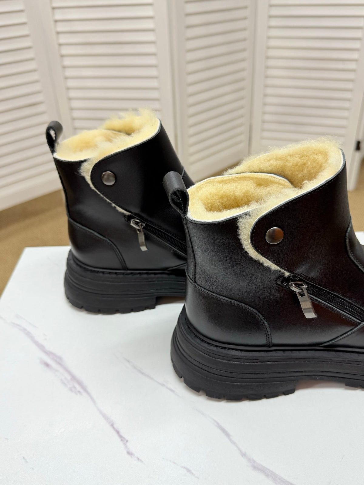 UGG Black Folded-Cuff Leather Boots
