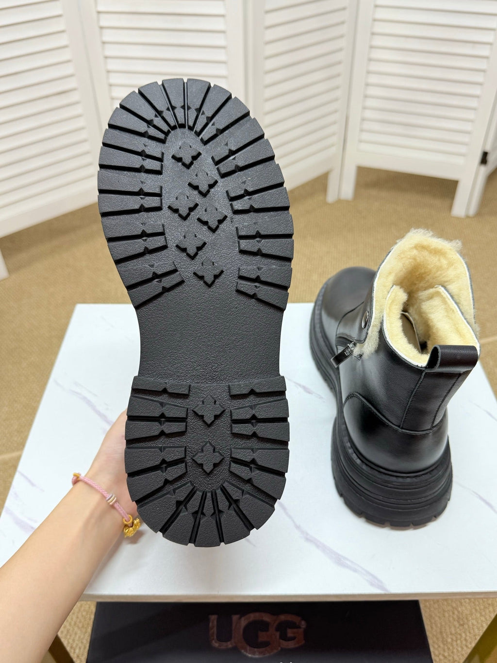 UGG Black Folded-Cuff Leather Boots