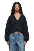 Script Oversized V Neck Top
