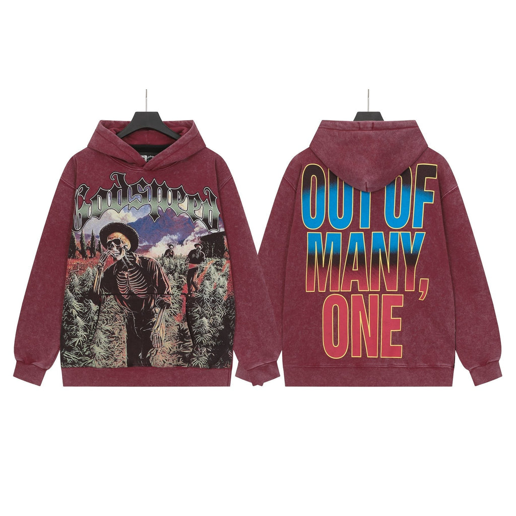 Godspeed Out of Many One Graphic Acid Wash Hoodie