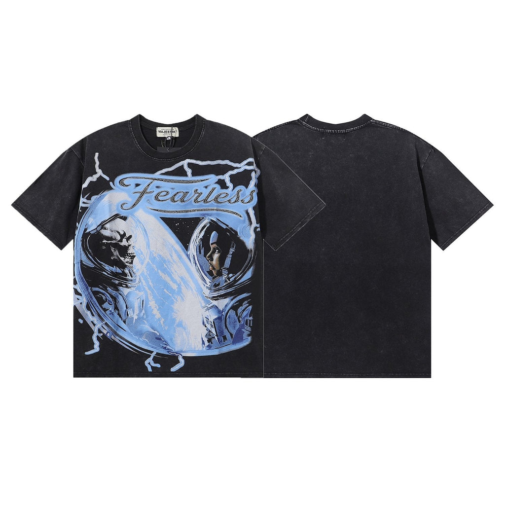 MAJESTIK Astronaut Skull Graphic T-Shirt