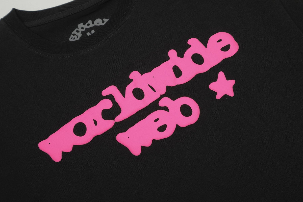 Sp5der Pink Spiderweb Graphic Short-Sleeve T-Shirt