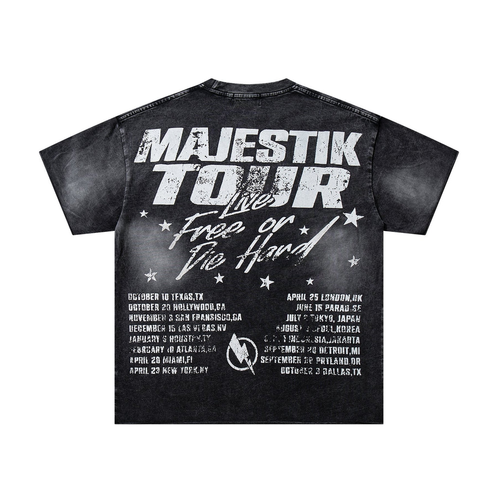 MAJESTIK Washed Black Tour Graphic T-Shirt