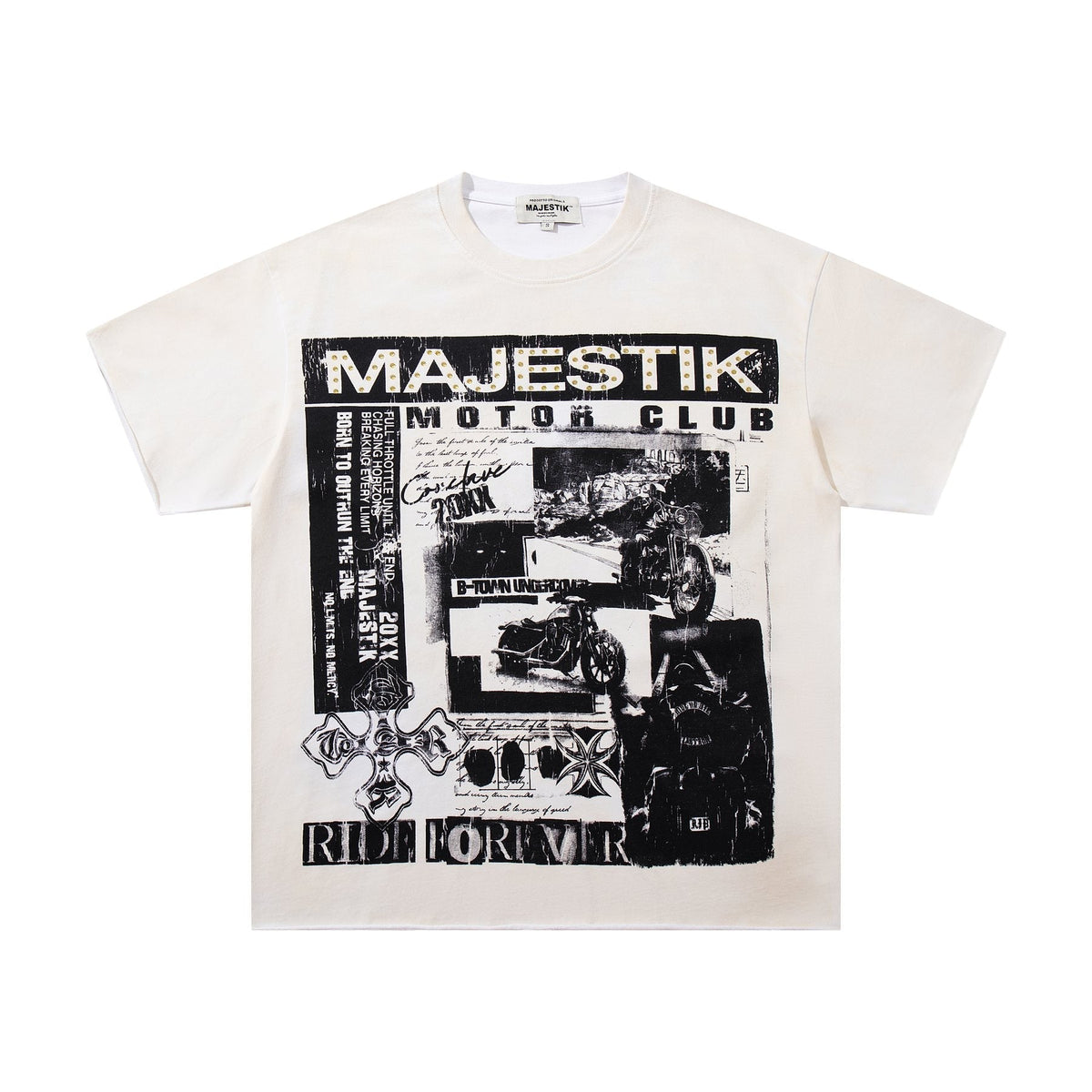 MAJESTIK Distressed Rhinestone Graphic T-Shirt