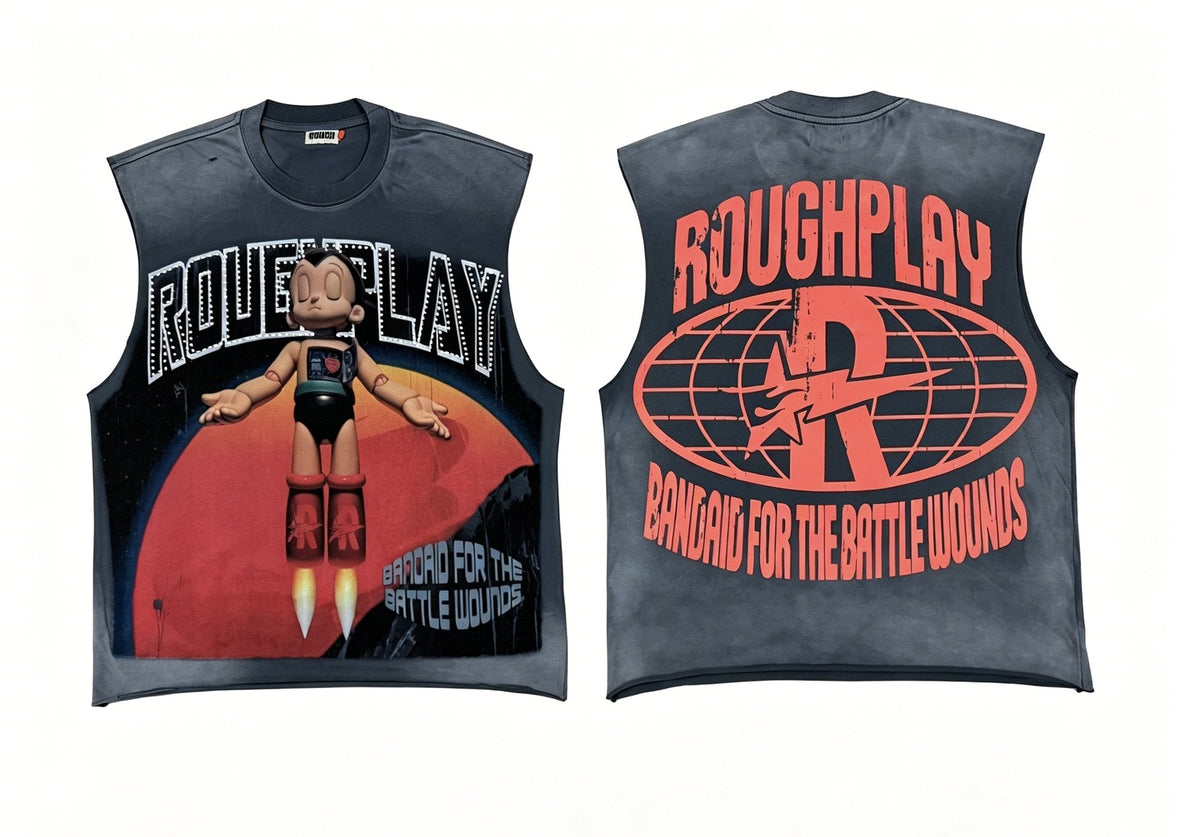 Rough Play Cartoon Graphic Sleeveless T-Shirt