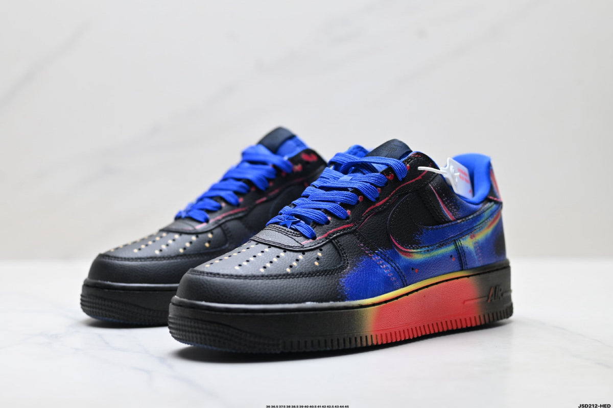 Nike Air Force 1 Low Black Blue Red Multicolor Unisex Sneakers Style 02