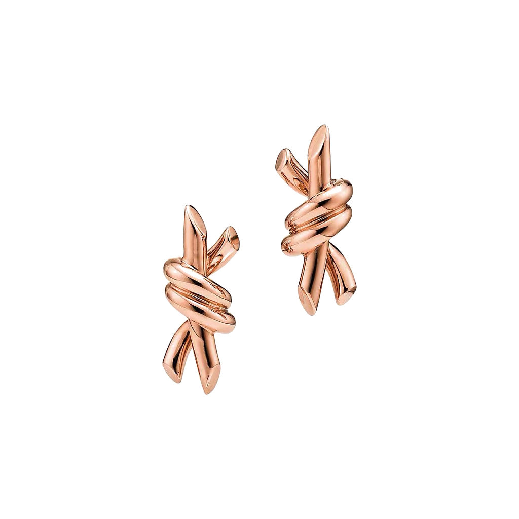 Tiffany Style Knot Cubic Zirconia 18K Gold-Plated Earrings