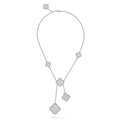 Van Cleef & Arpels CLOVER 5 MOTIFS SILVER DIAMONDS NECKLACE