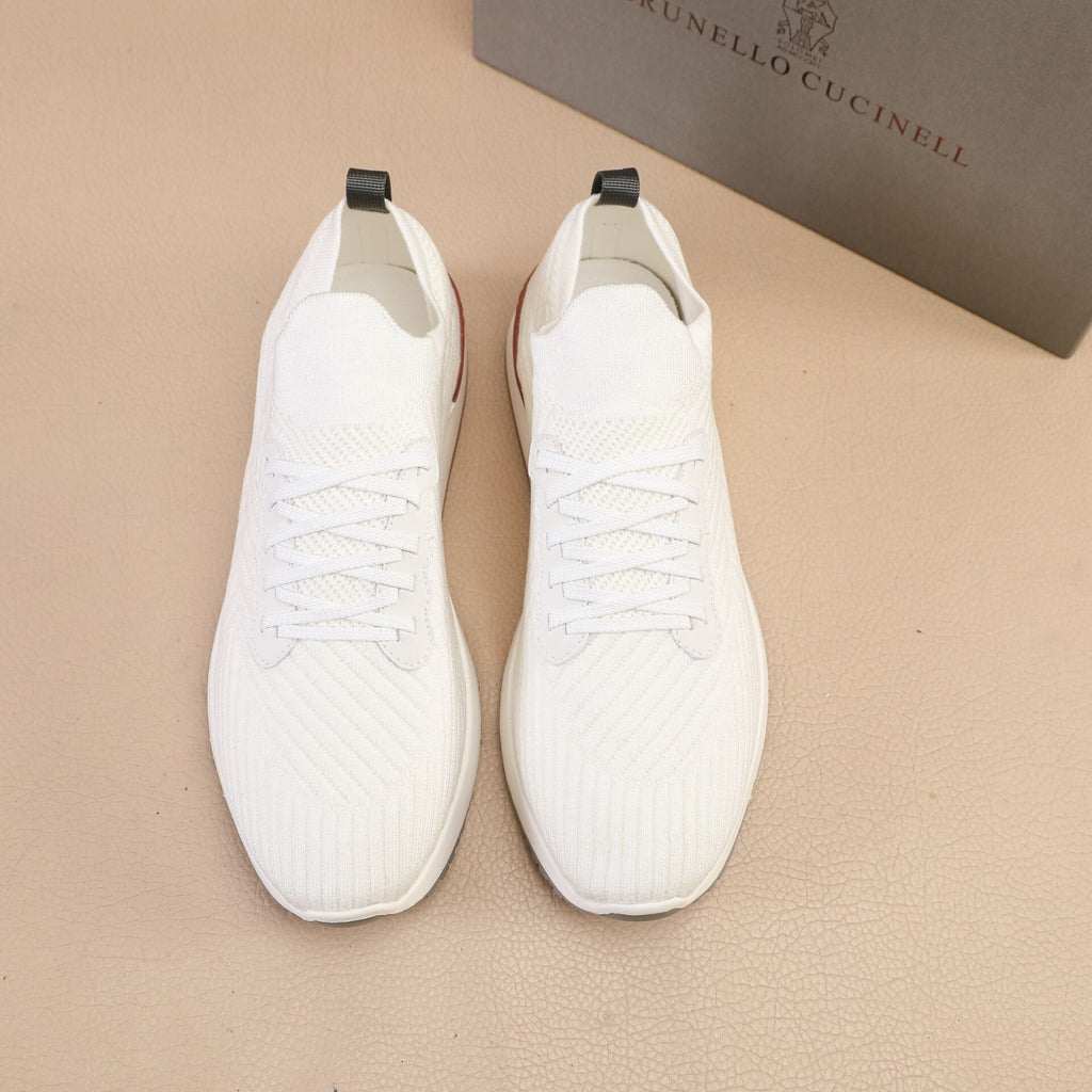 Brunello Cucinelli White Knit Sneakers