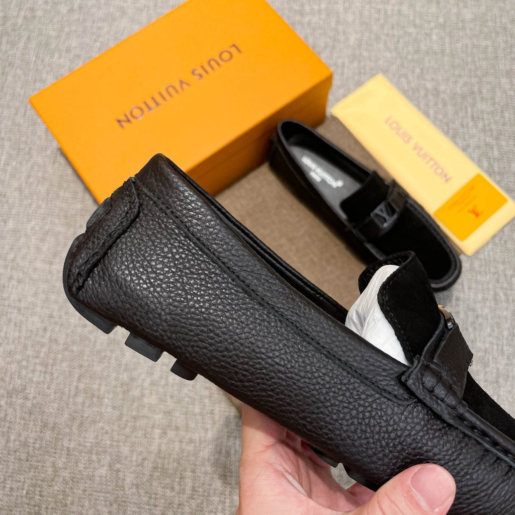 Louis Vuitton Black Textured Strap Loafers