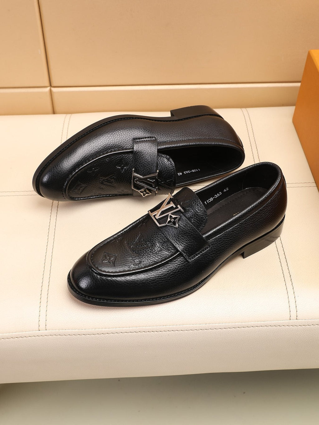 Louis Vuitton Black Embossed Loafers
