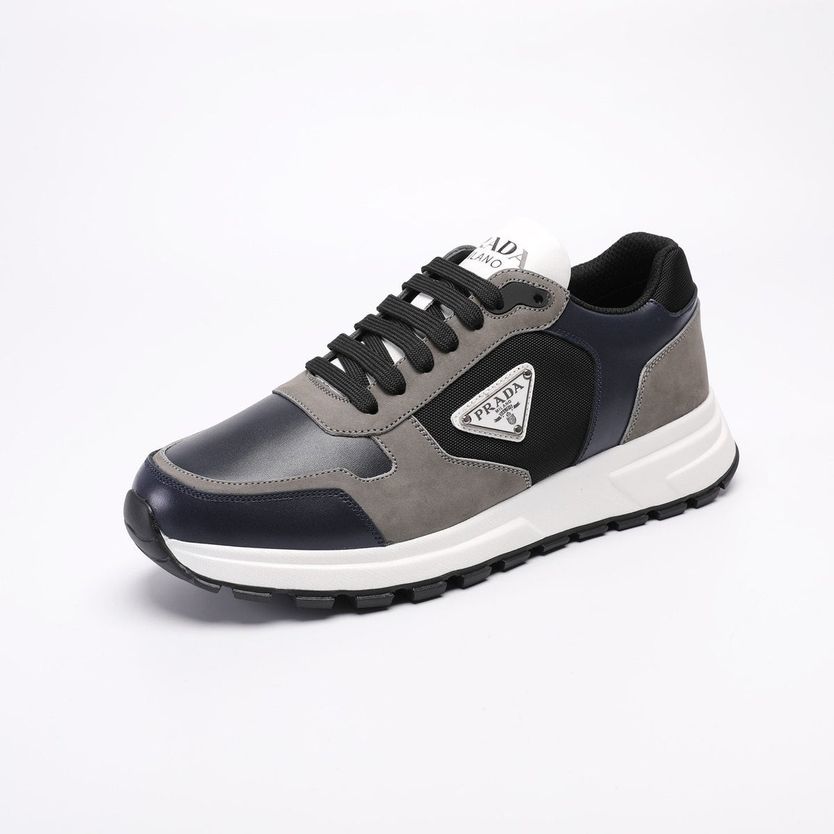 Prada Men's Navy and Gray Paneled Sneakers