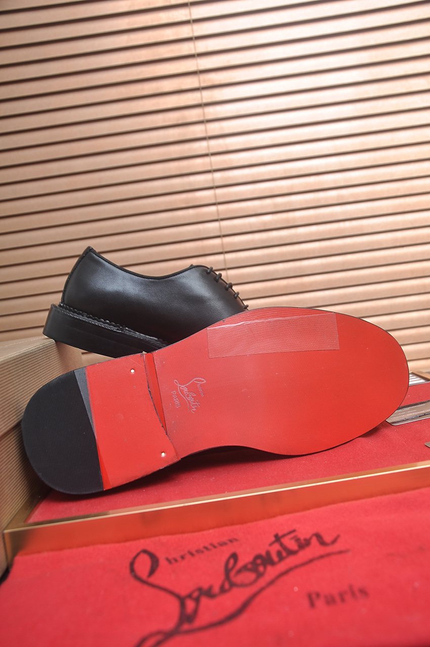 Christian Louboutin Black Red Sole Lace-Up Dress Shoes