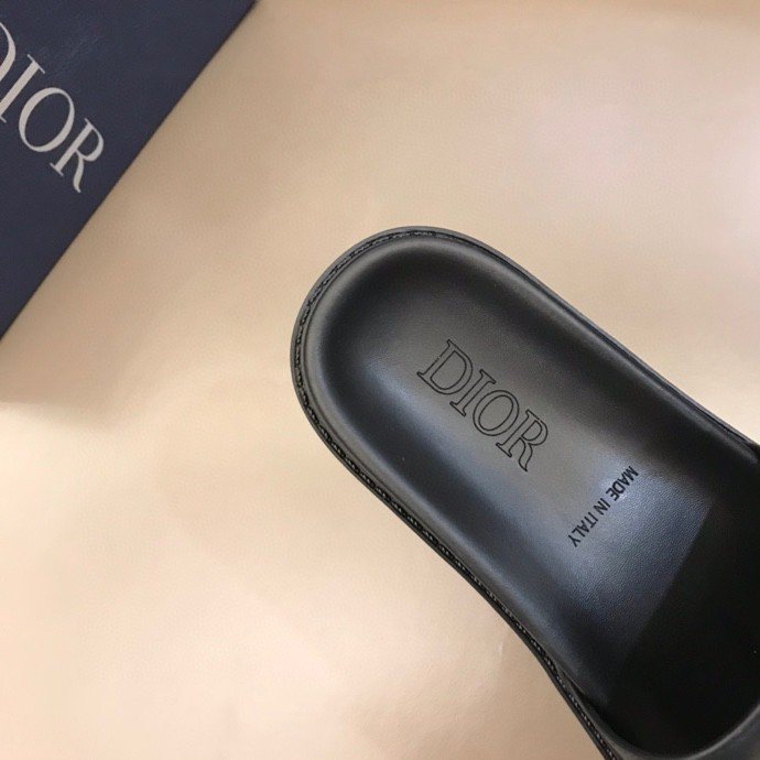 Dior Men's Black Gold-Tone CD Slide Sandals